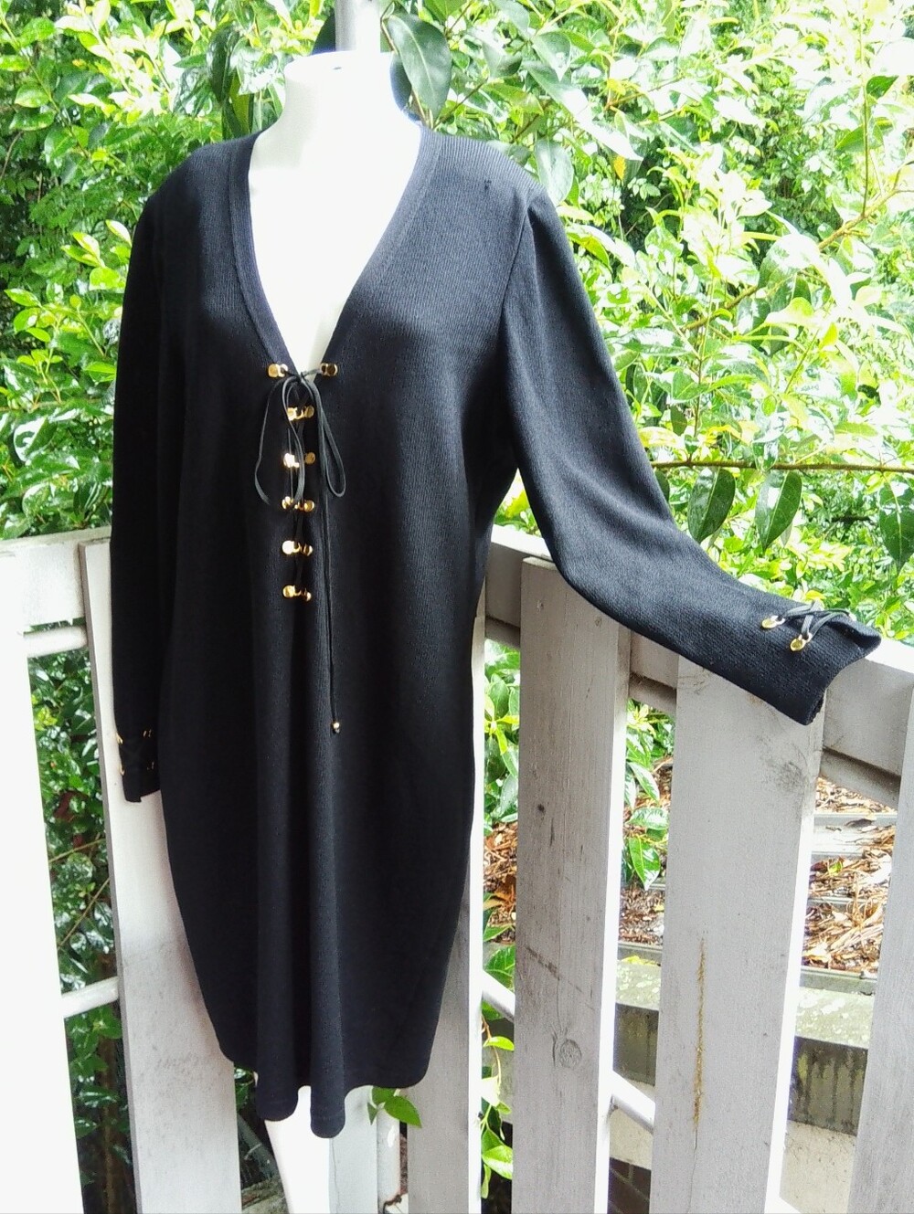St.John Black Midi Knit Dress